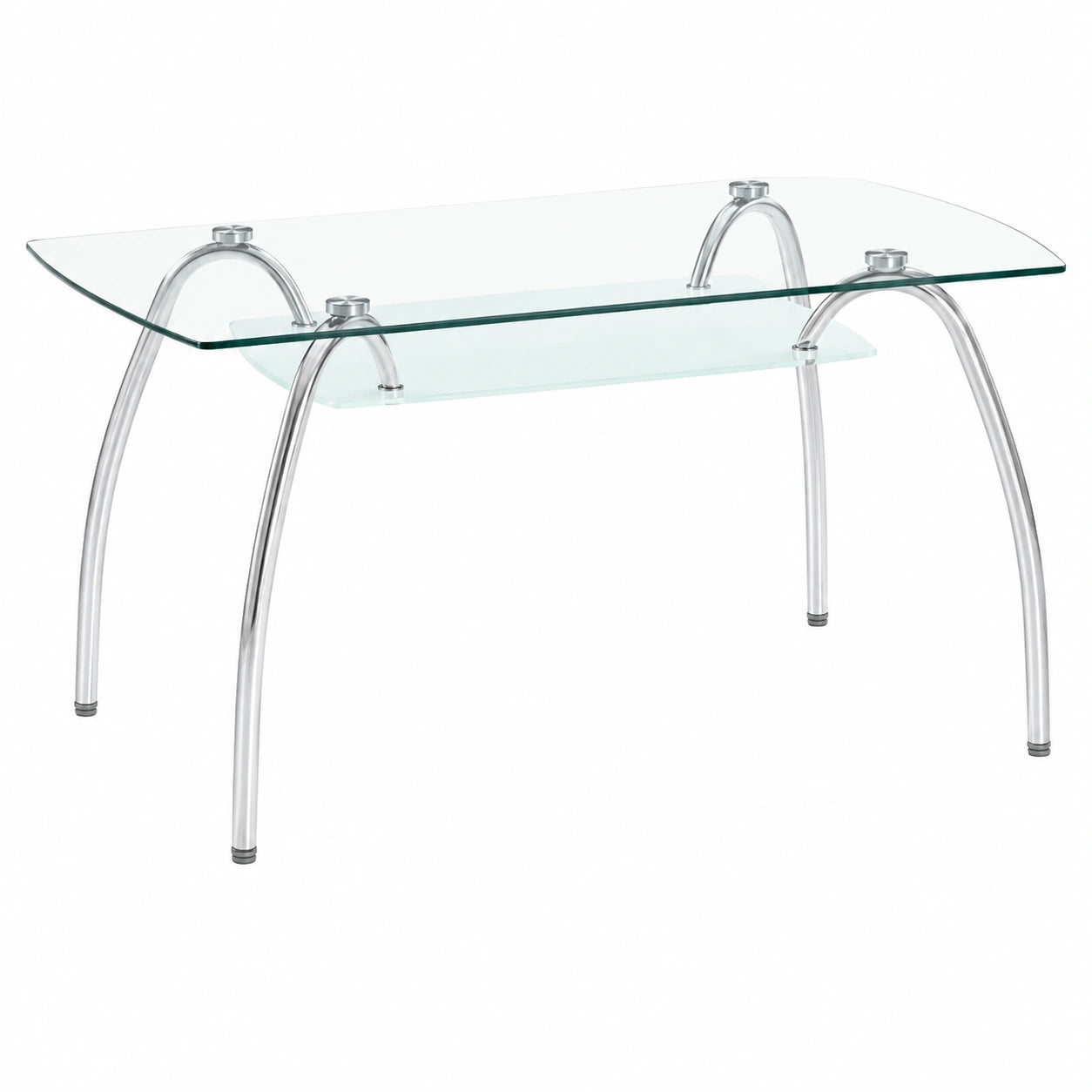 Mesa de Comedor de Cristal con Base Cromada, 150x90x75 cm