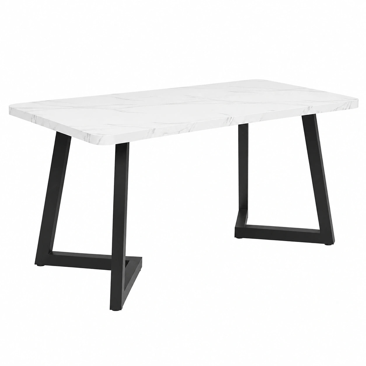 Mesa de Comedor Merax de Mármol 117x68cm para 4-6 Personas, Marco y Patas Metálicas, Ideal para Hogar y Restaurante, Blanco/Negro