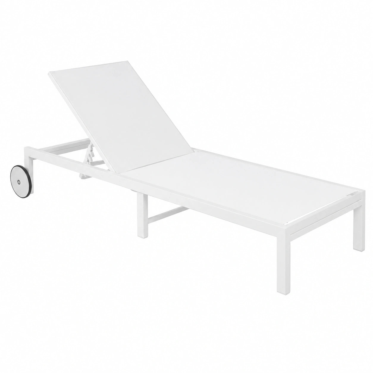 Tumbona de Jardín Reclinable Zulima Luxe en Aluminio Blanco con Ruedas