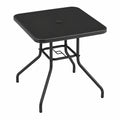 Mesa de Jardín de Cristal y Metal con Orificio para Sombrilla, 70x70 cm, Negro
