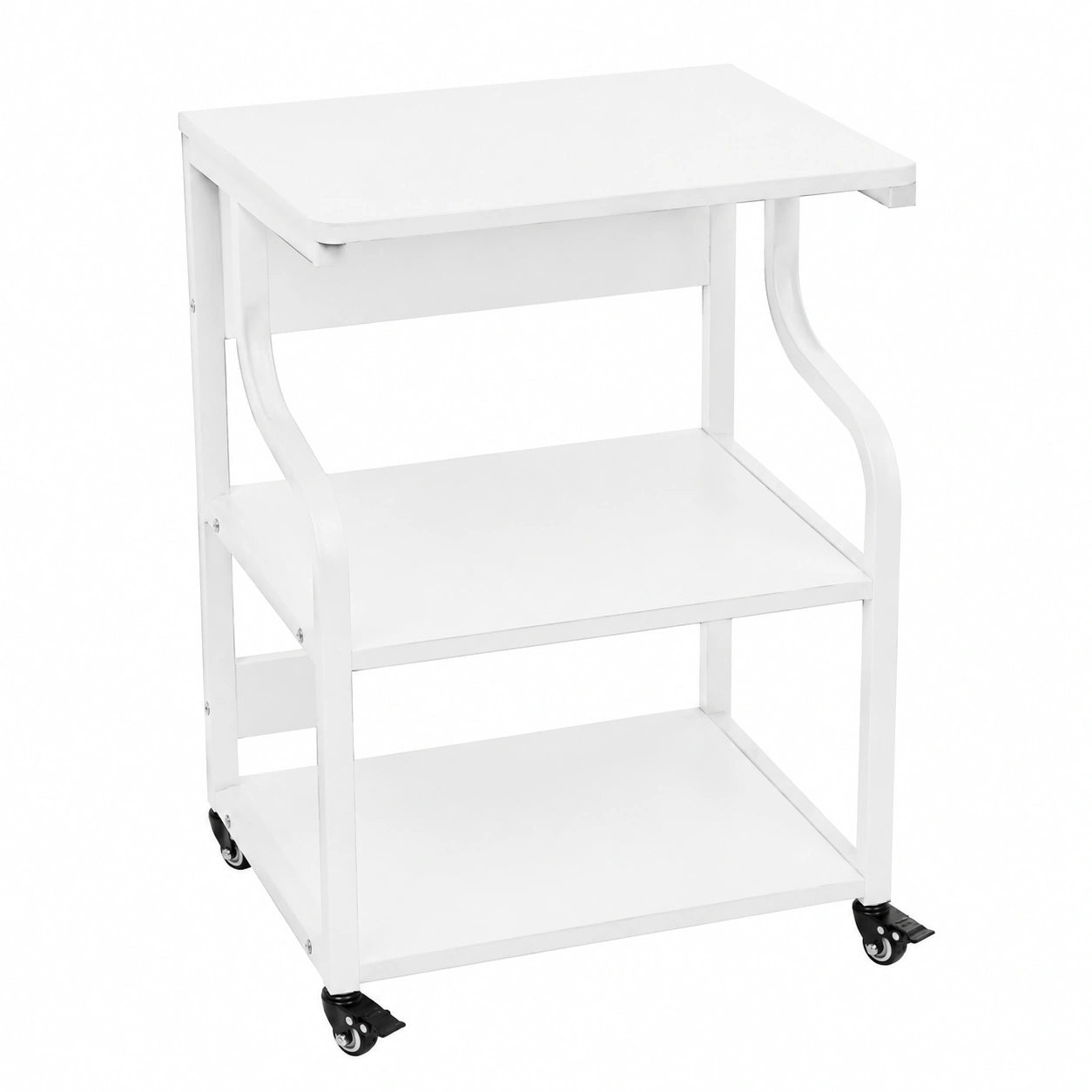 Carrito de Impresión de 3 Niveles con Ruedas, Soporte para Impresora 50x40x74,5 cm, para Hogar y Oficina, Estilo Rústico, Color Blanco
