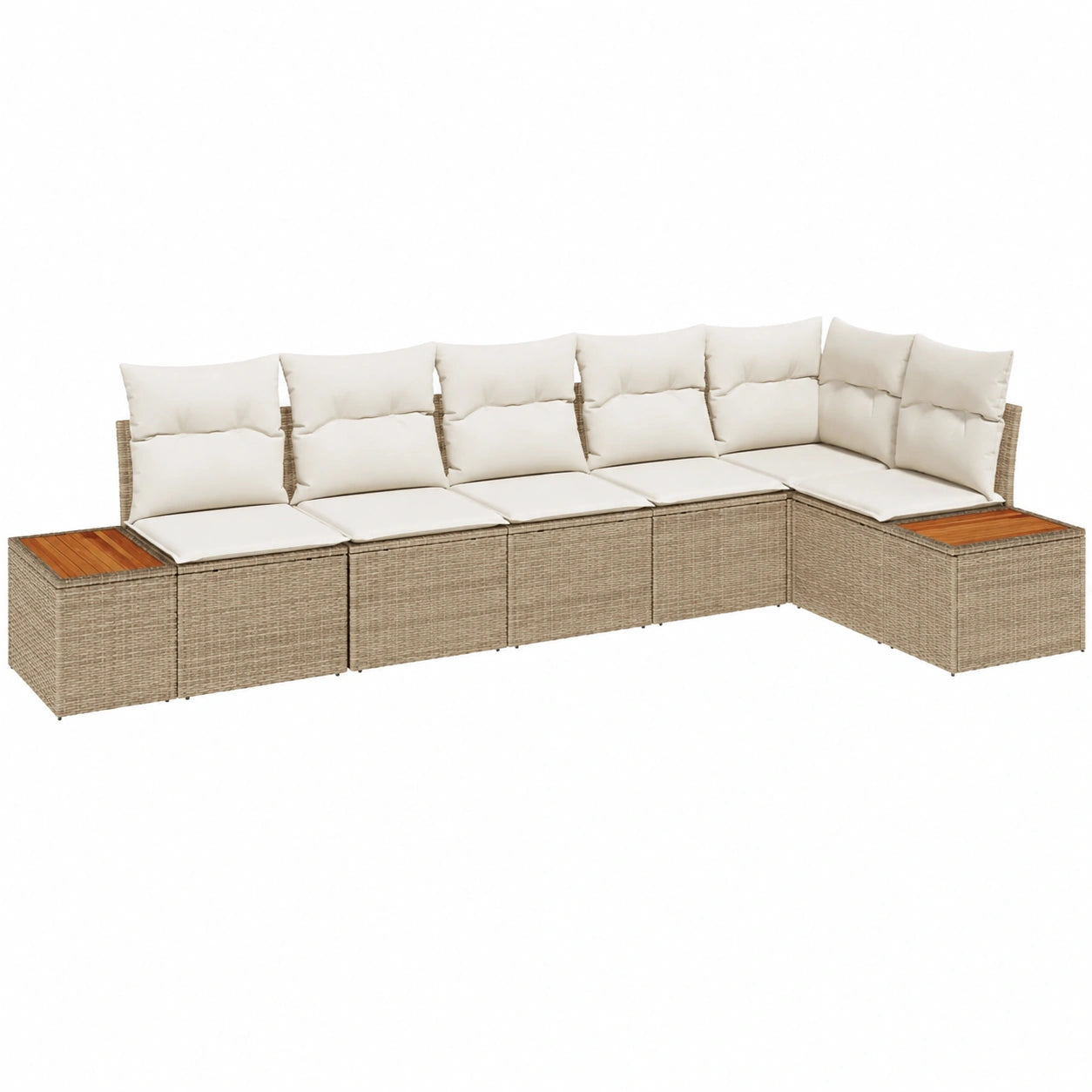 Conjunto Modular de Sofá de Jardín 6 Piezas con Cojines Beige en Ratán Sintético para Exteriores