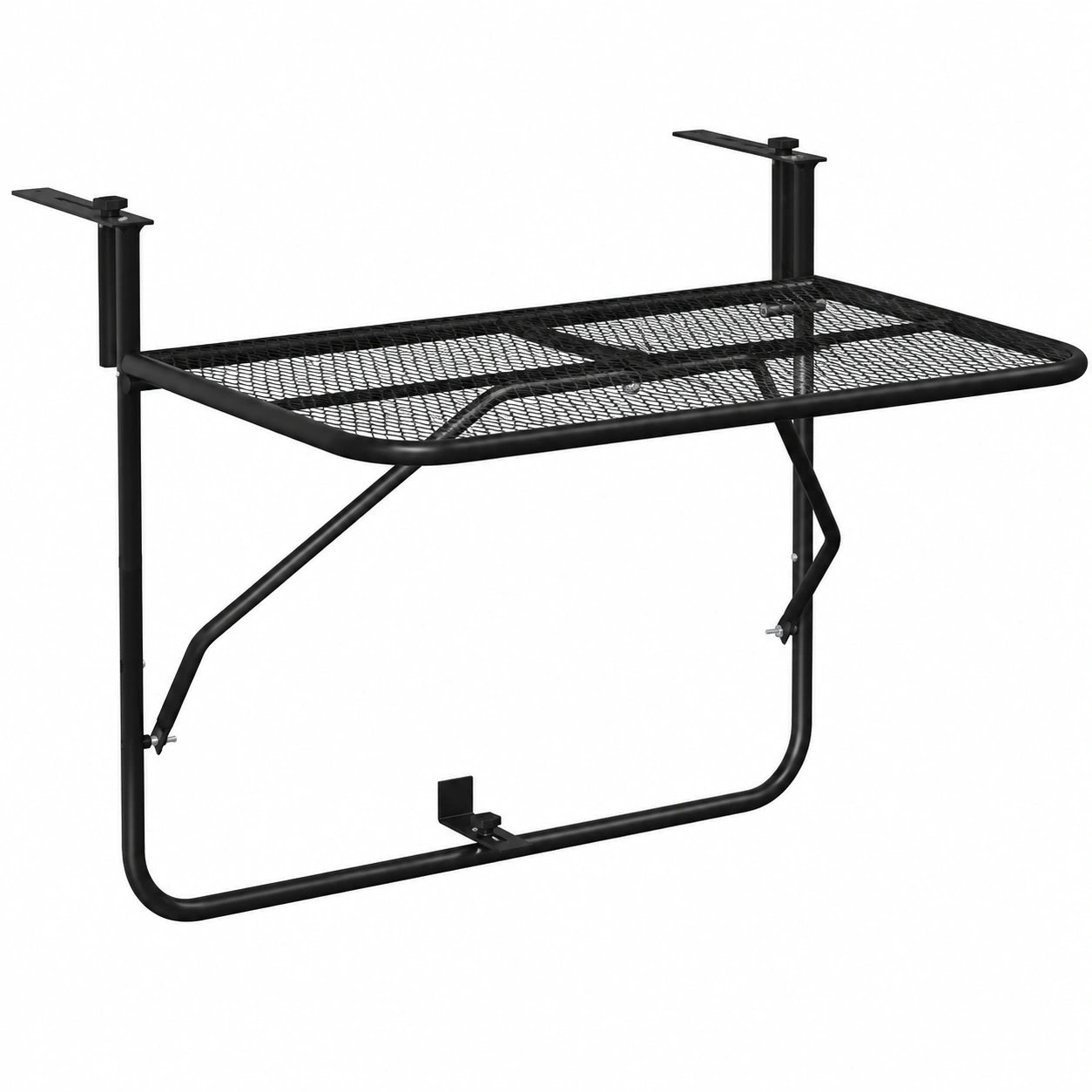 Mesa Plegable para Balcón de Acero Negro, Multifuncional y Robusta