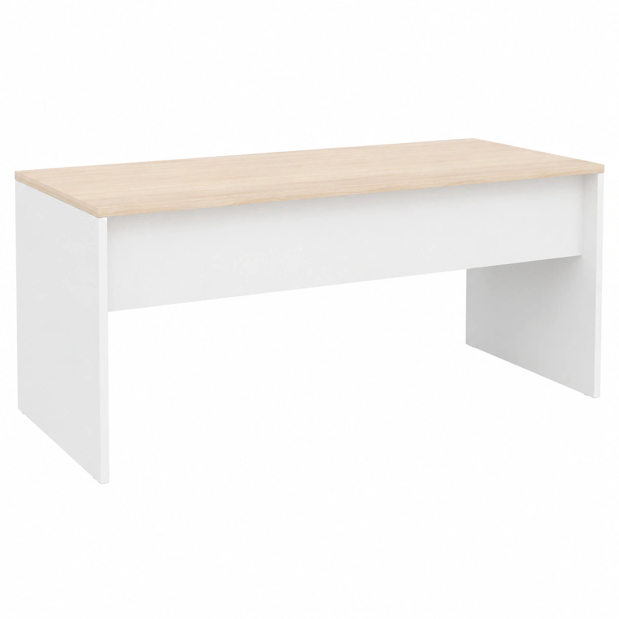 Mesa de Oficina Blanca con Tablero de Acacia 200x80cm