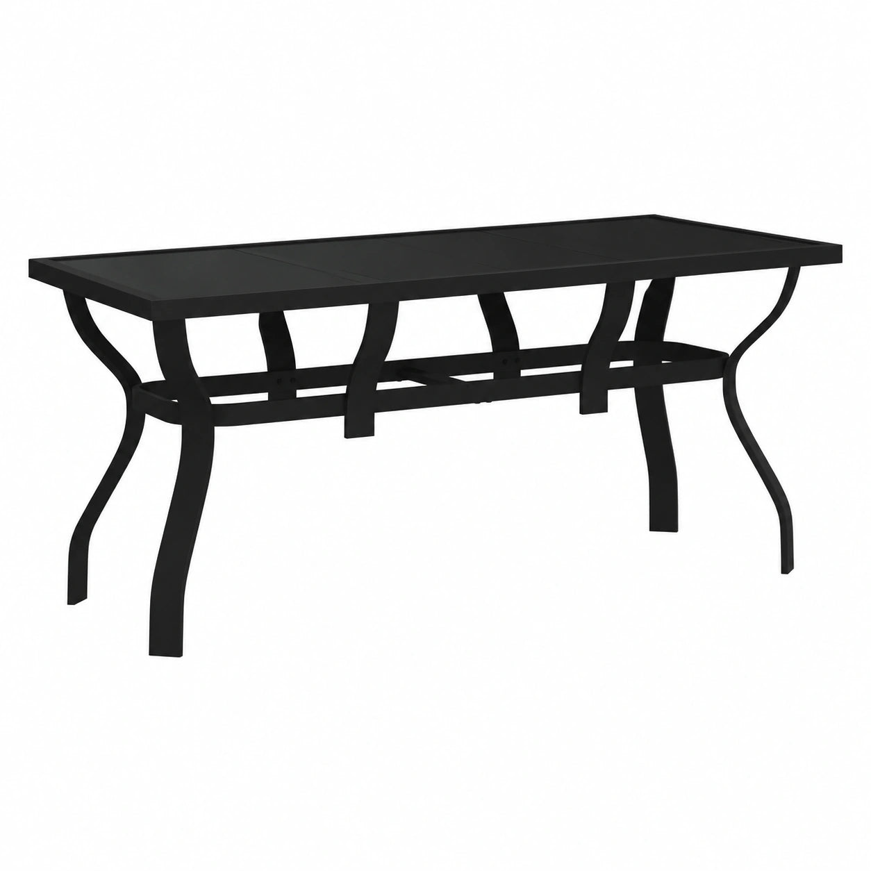 Mesa de Jardín de Acero y Vidrio Negro para Exterior 180x80x70 cm
