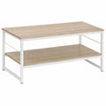 Mesa de Centro Blanca Moderna con Estante Inferior, 80x40x38 cm