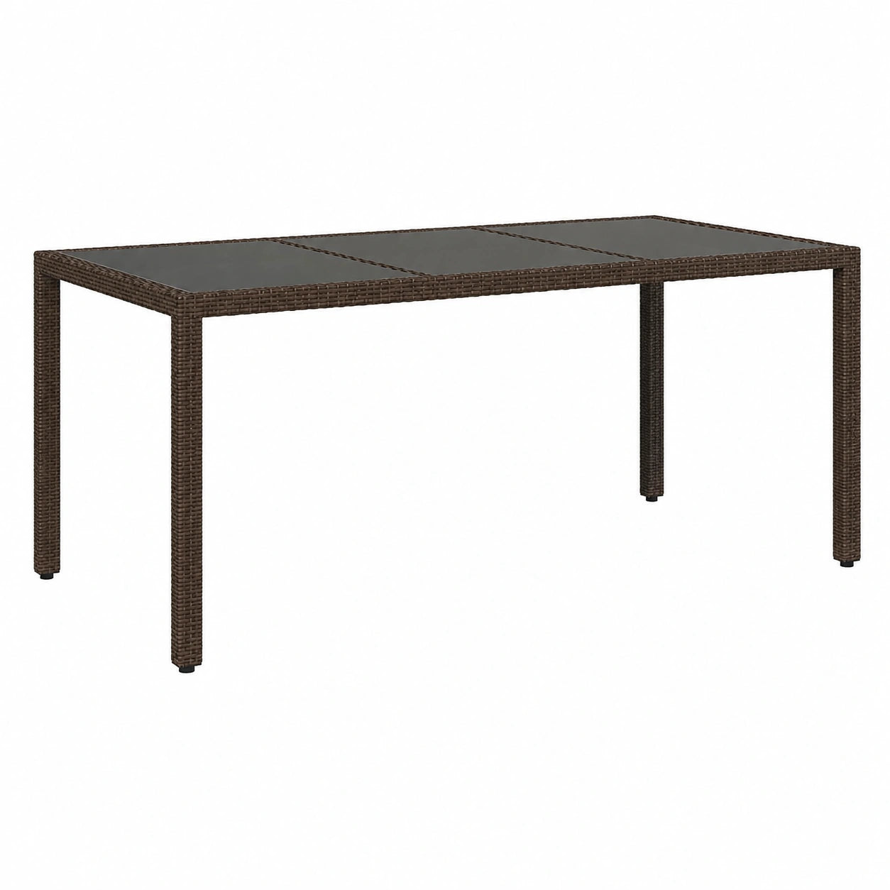 Mesa de Jardín de Ratán PE con Superficie de Vidrio, Marrón, 150x90x75 cm