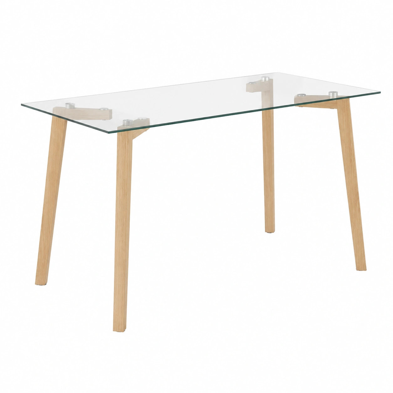 Mesa de Comedor Rectangular de Cristal Transparente con Patas de Madera, 140x76x80 cm