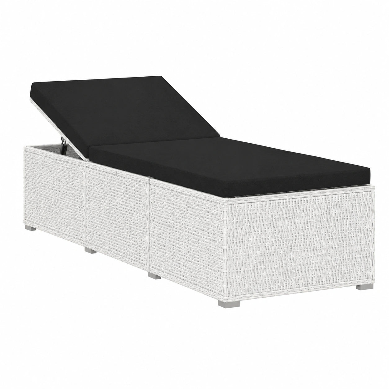 Conjunto de Tumbonas y Mesa de Jardín 3 Piezas en Ratán Sintético Blanco