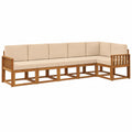 Conjunto de Sofás de Jardín de 6 Piezas con Cojines, Color Natural y Beige, Mobiliario Exterior Modular Duradero