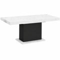 Mesa Comedor Extensible Eden 6-10 Personas, Mármol Blanco y Negro, 160-200 cm