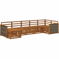 Conjunto de Sofás de Jardín 7 Piezas Natural, Muebles de Exterior Modernos y Resistentes