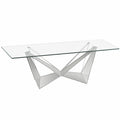 Mesa de Cristal y Acero Cromado para Comedor - Diseño Moderno 240x120x75 cm