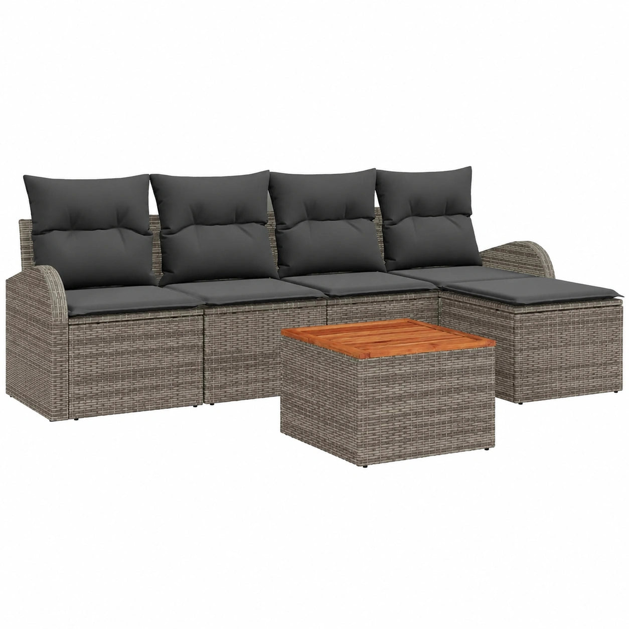 Conjunto de Sofás de Jardín Modular de 6 Piezas con Cojines Grises y Marrones