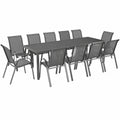 Conjunto de Muebles de Jardín Extensible con Mesa de 135-270 cm y 12 Sillas Apilables, Color Gris Antracita