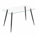 Mesa de Comedor Rectangular Beale 160x80 cm con Tablero de Cristal y Patas Metálicas