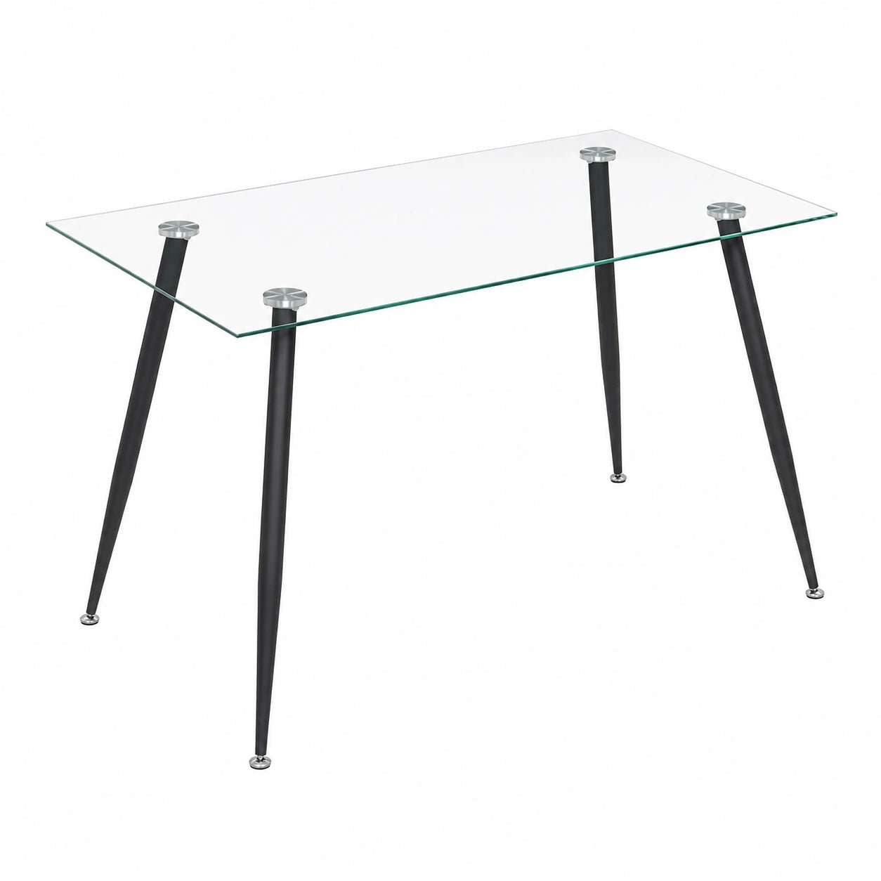 Mesa de Comedor Rectangular Beale 160x80 cm con Tablero de Cristal y Patas Metálicas