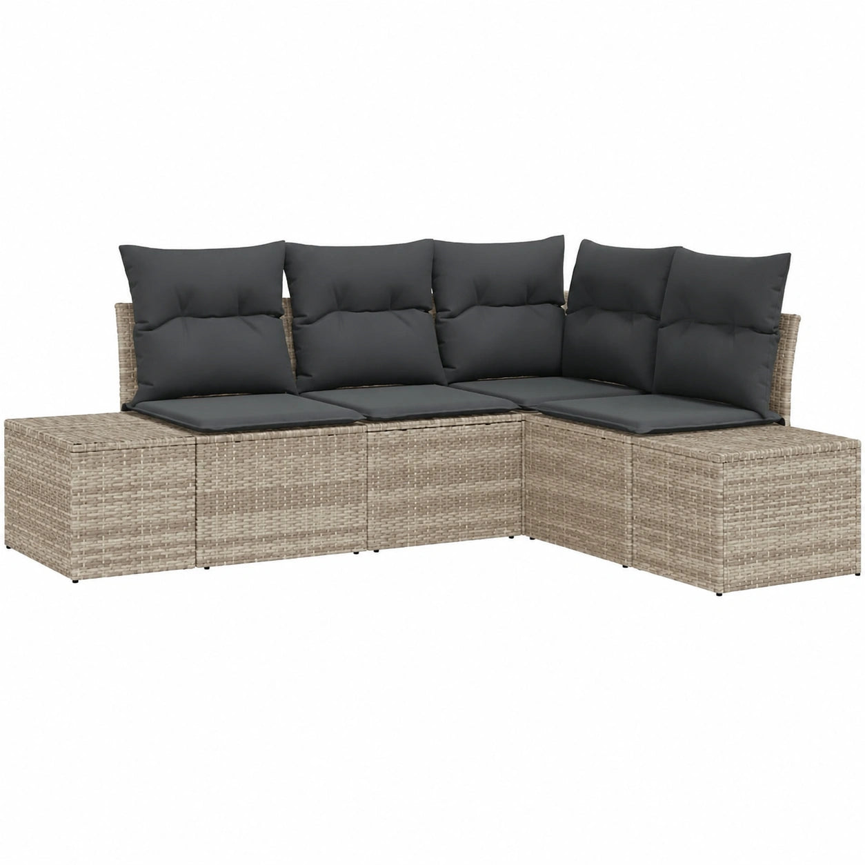 Conjunto de Sofás de Jardín 4 Piezas Ratán Sintético Gris Claro, Modular y Resistente a UV
