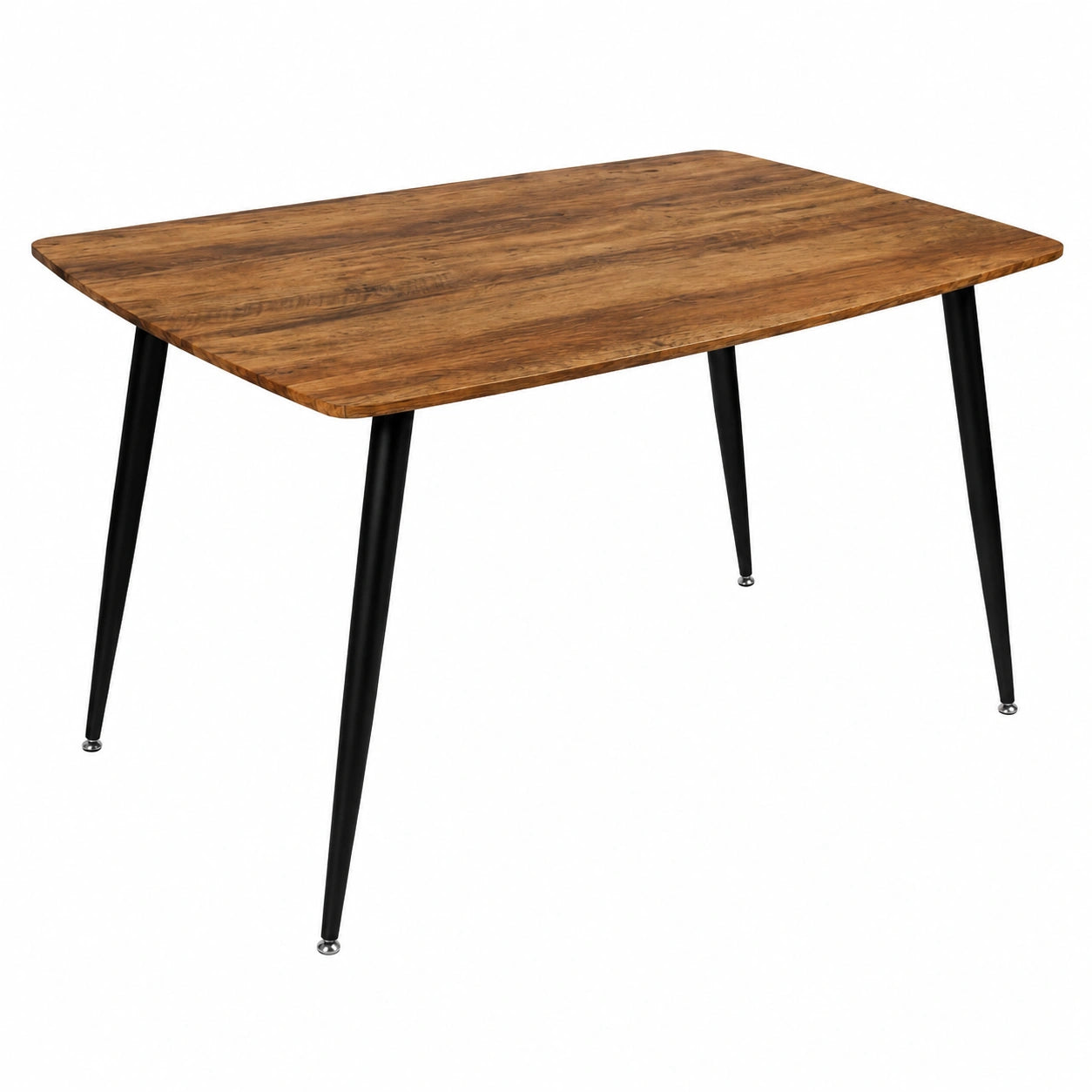 Mesa de Comedor Moderna de Roble y Metal Negro, 120x80x75 cm