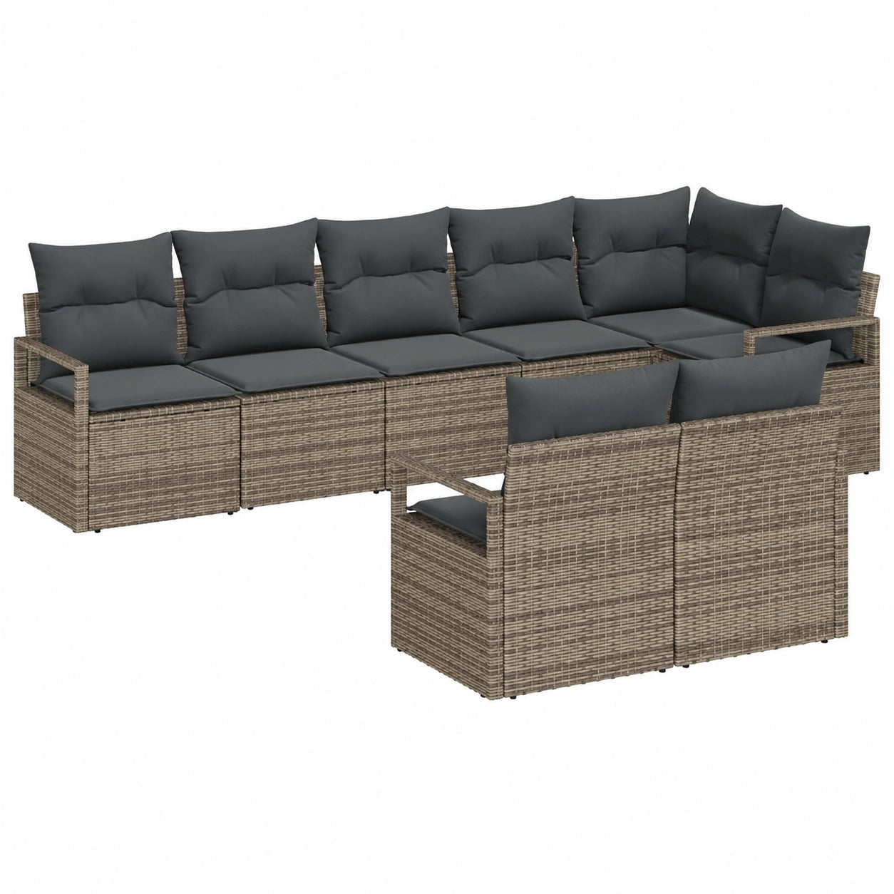 Conjunto de Sofás de Jardín 8 Piezas con Cojines Grises de Ratán, Perfecto para Exteriores y Terrazas