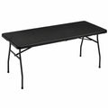Mesa Plegable Rectangular de 1,8 m con Asa para Picnic y Camping, Ligera y Portátil, Color Negro