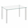 Mesa de Comedor Valya en Blanco Brillo y Cristal Templado, 150x90x75 cm