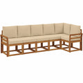Conjunto de Sofás de Exterior Modular 6 piezas Beige Natural, Muebles Duraderos para Jardín y Terraza