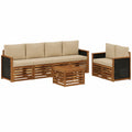 Conjunto de Sofás de Jardín 7 Piezas en Natural y Beige, Muebles de Exterior Modernos y Duraderos