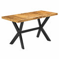 Mesa de Comedor Industrial de Madera Maciza de Mango, Estilo Rústico Natural