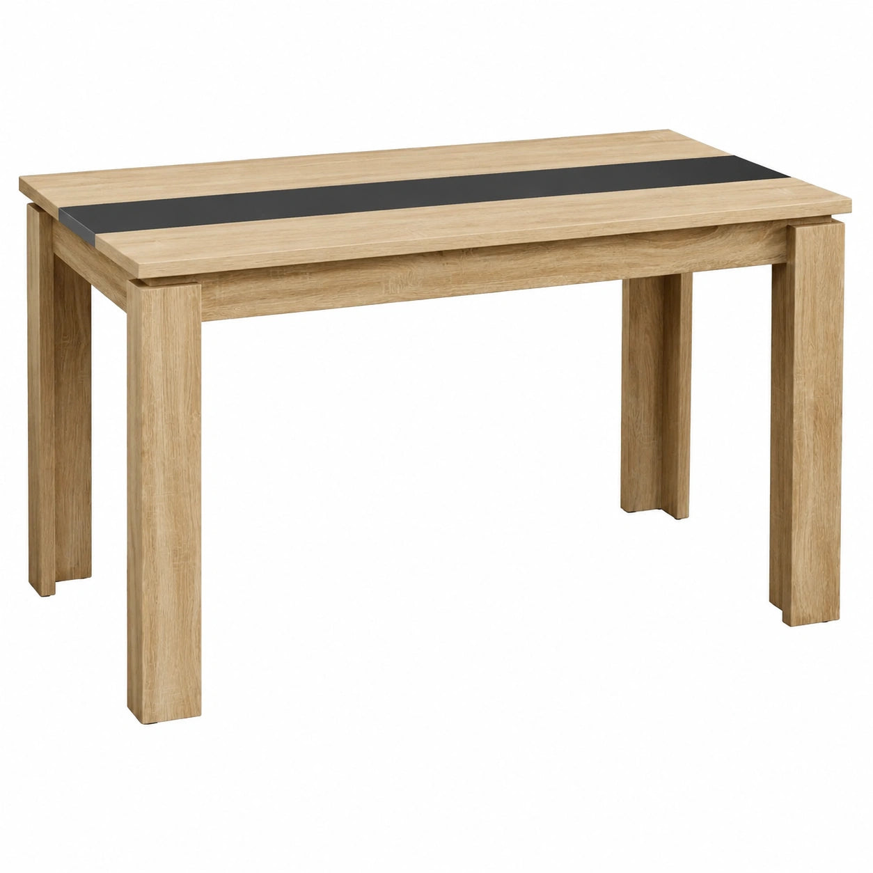 Mesa de Comedor Escandinava de Madera para 6 Personas, 140x70x75cm, Roble y Negro