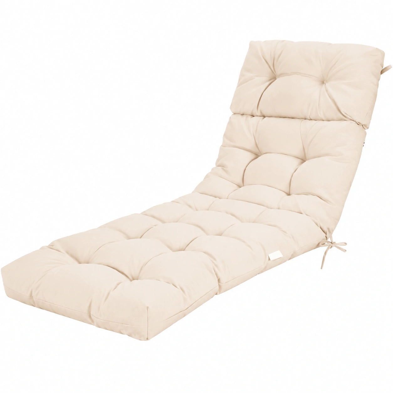 Cojín Reclinable Impermeable para Silla de Descanso en Patio, 183 x 56 x 10 cm, con Cuerdas de Sujeción