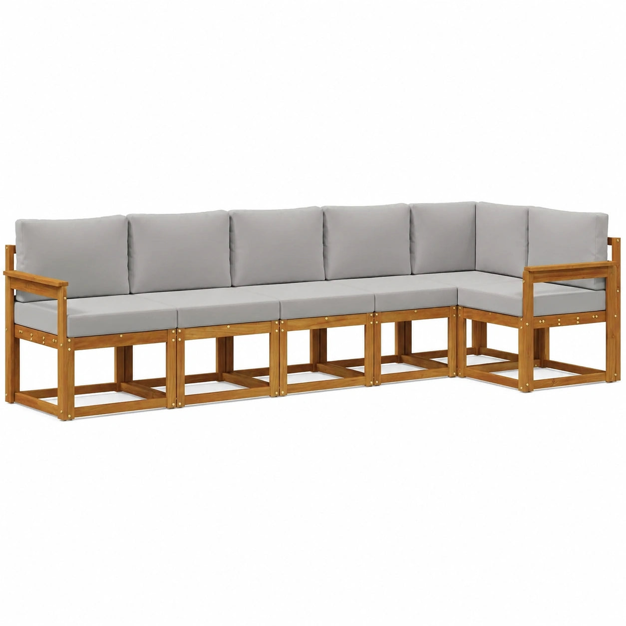 Conjunto Modular de Sofás de Jardín 6 Piezas Gris, Muebles Exteriores Duraderos