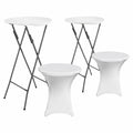 Conjunto de 2 Mesas Plegables Altas Redondas con Fundas Blancas, 61x105cm, 7house